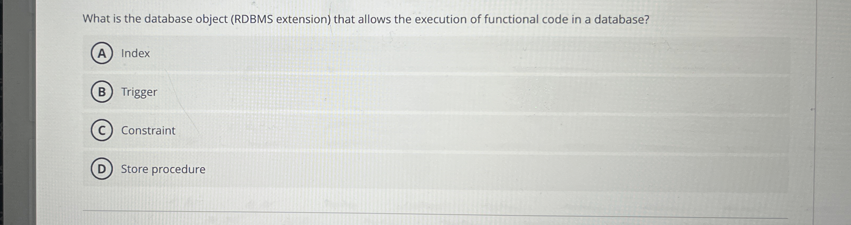 What is the database object ( RDBMS extension )