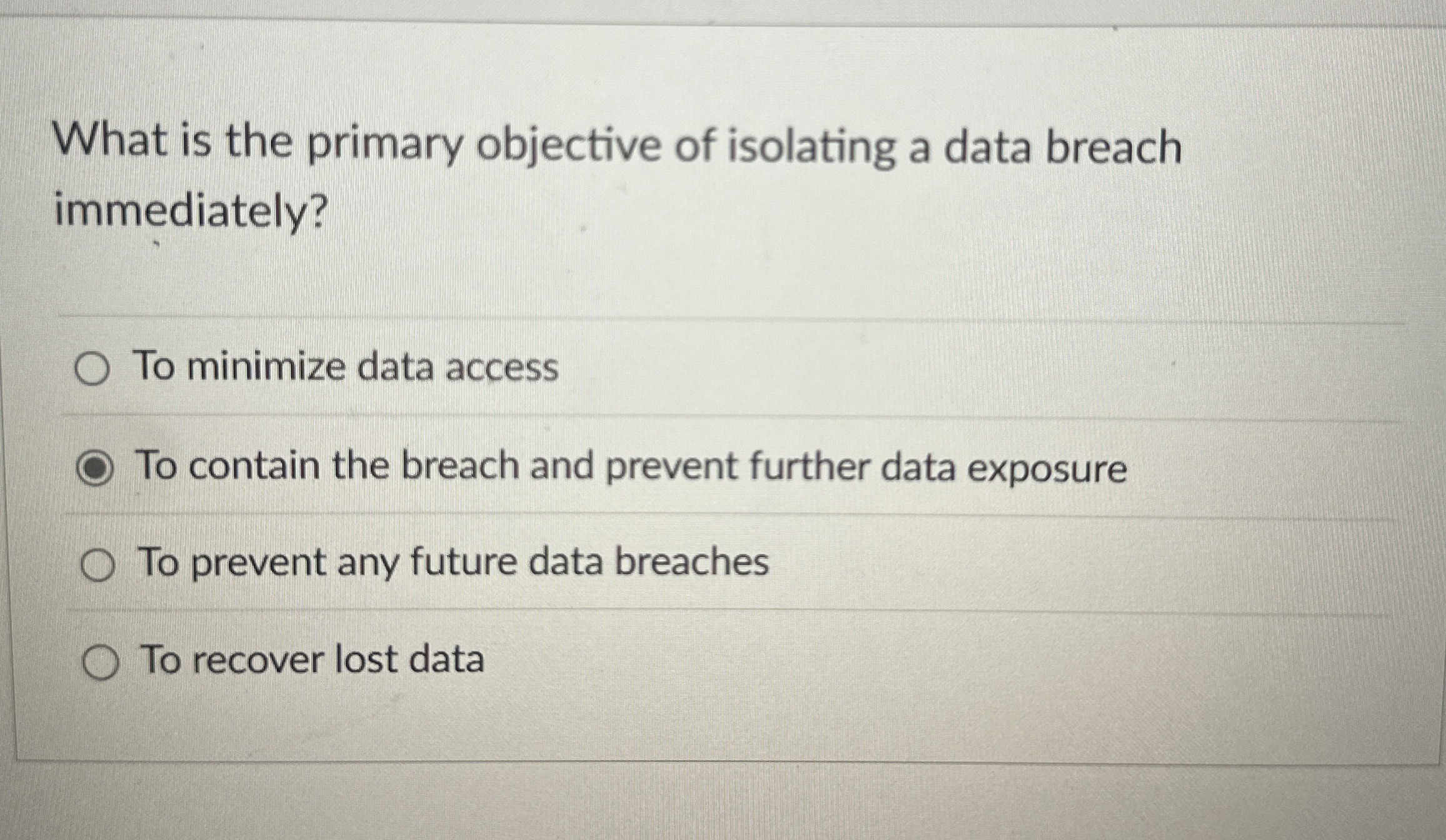 What is the primary objective of isolating a data