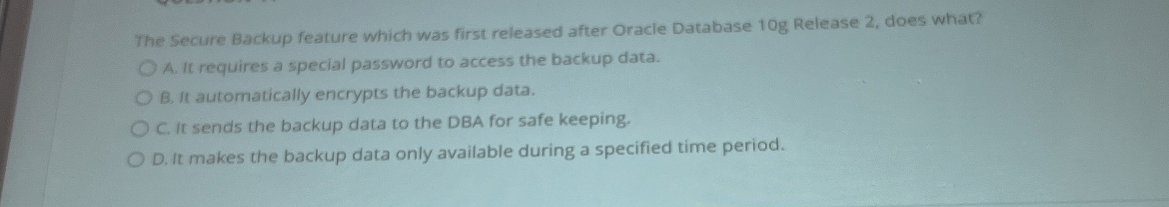 The Secure Backup feature which was first