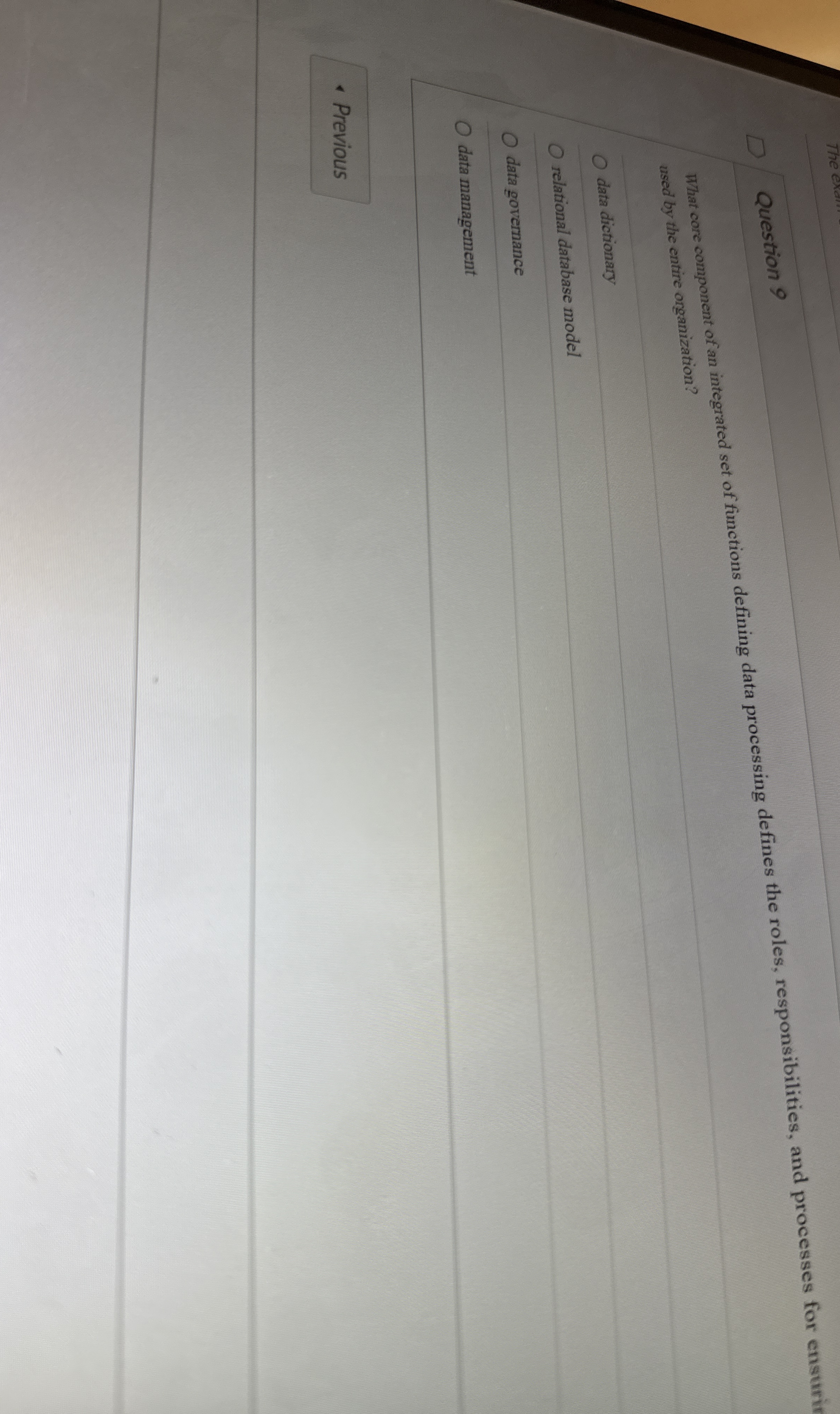 Question 9 What core component of an integrated