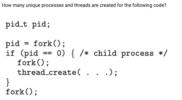 How many unique processes and threads are created
