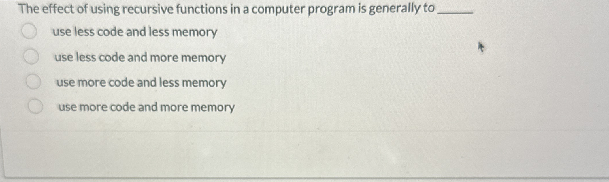 The effect of using recursive functions in a