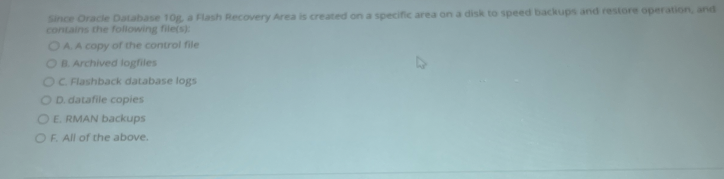 Since Oracle Database 1 0 g , a Flash Recovery