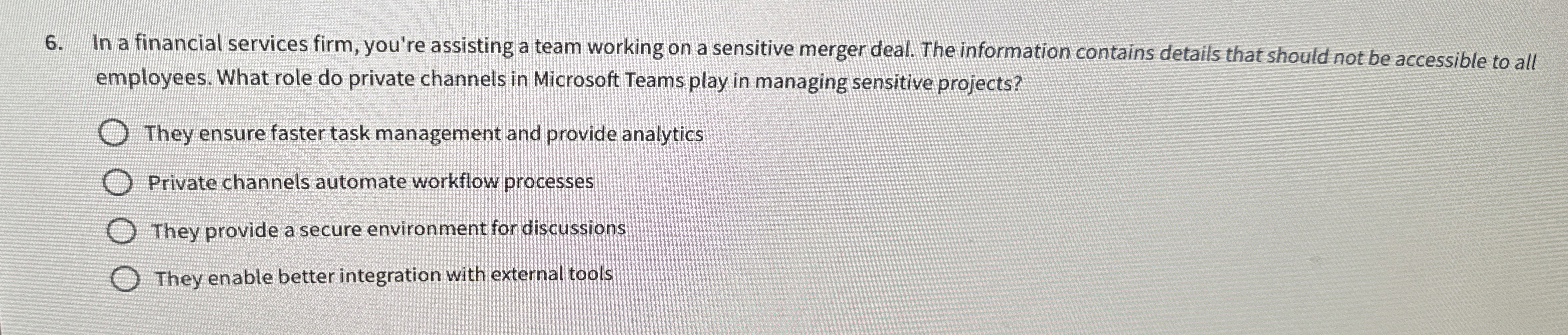 In a financial services firm, you're assisting a