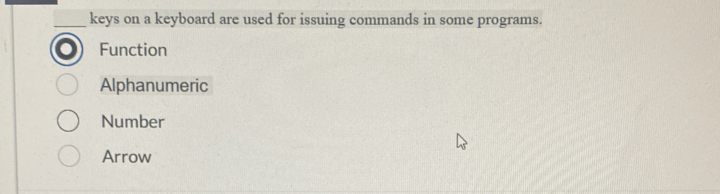 keys on a keyboard are used for issuing commands