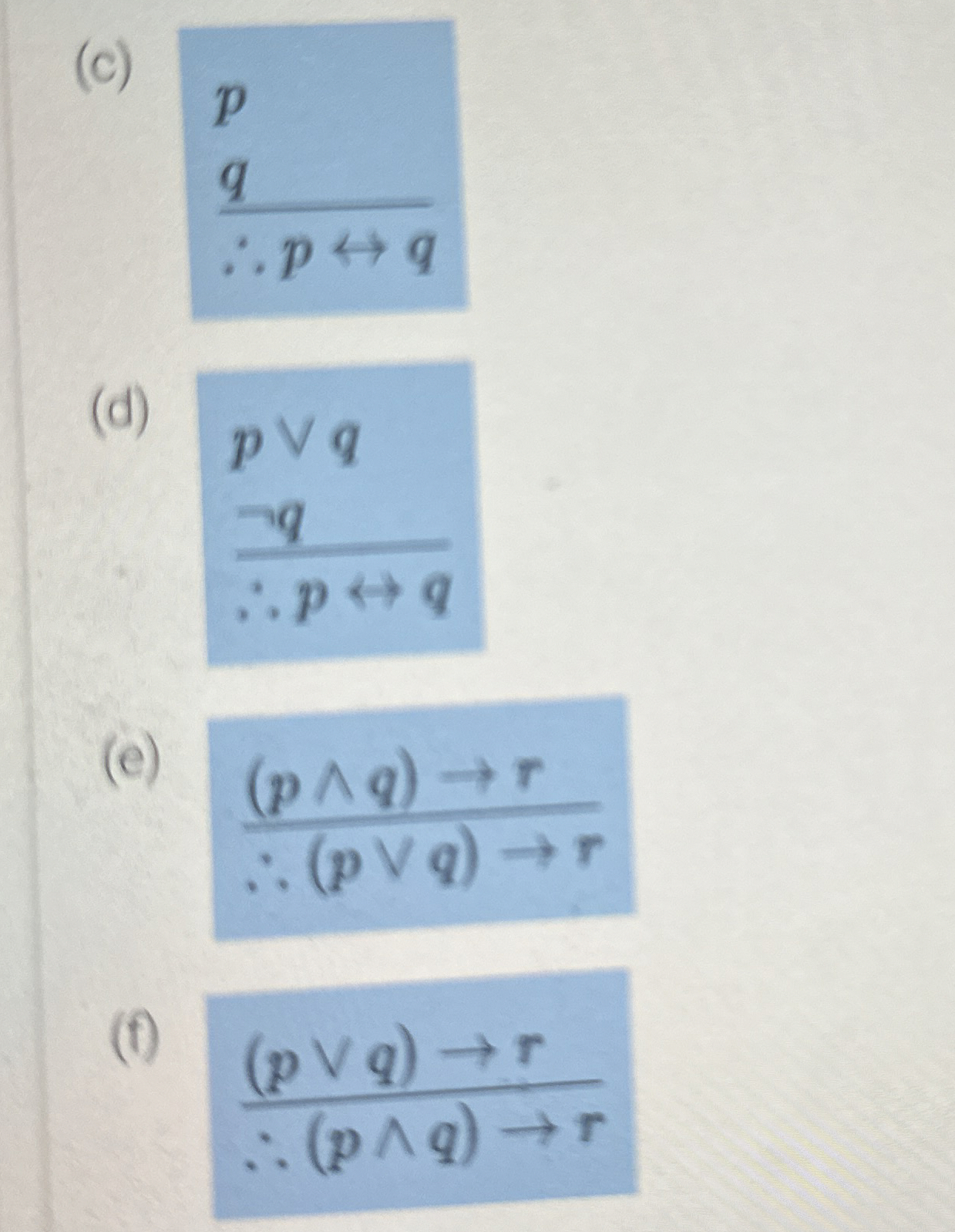 How to solve ( c ) p q : . pharrq ( d ) p v v q n