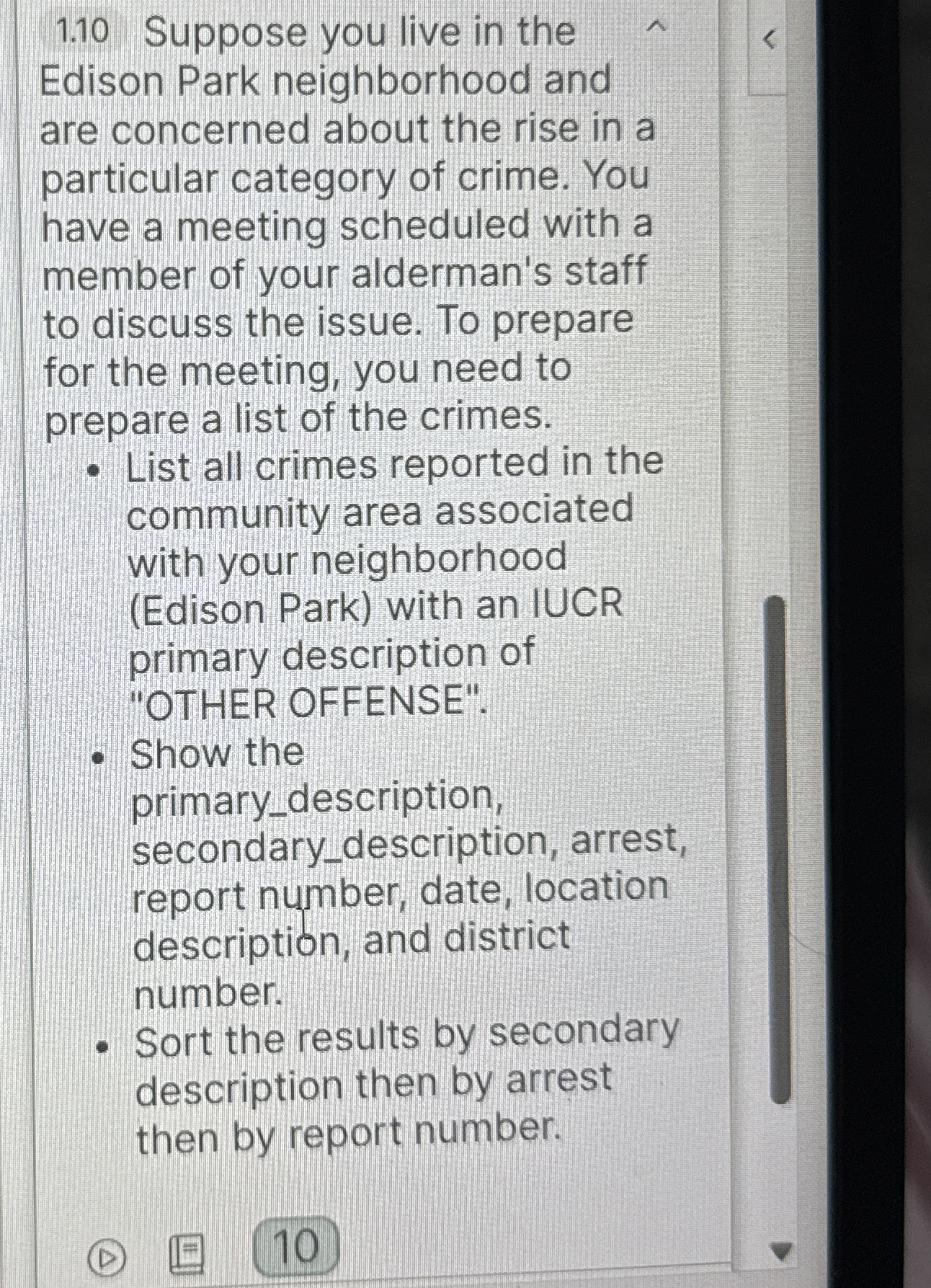 1 . 1 0 Suppose you live in the Edison Park