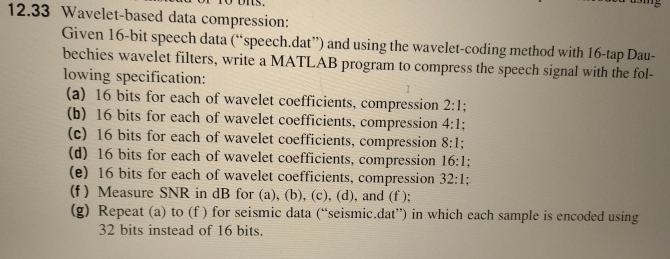 1 2 . 3 3 Wavelet - based data compression: Given