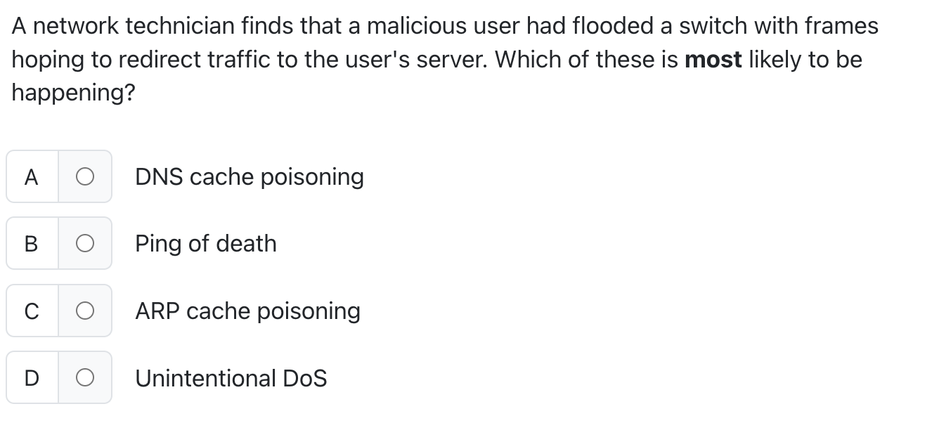 A network technician finds that a malicious user