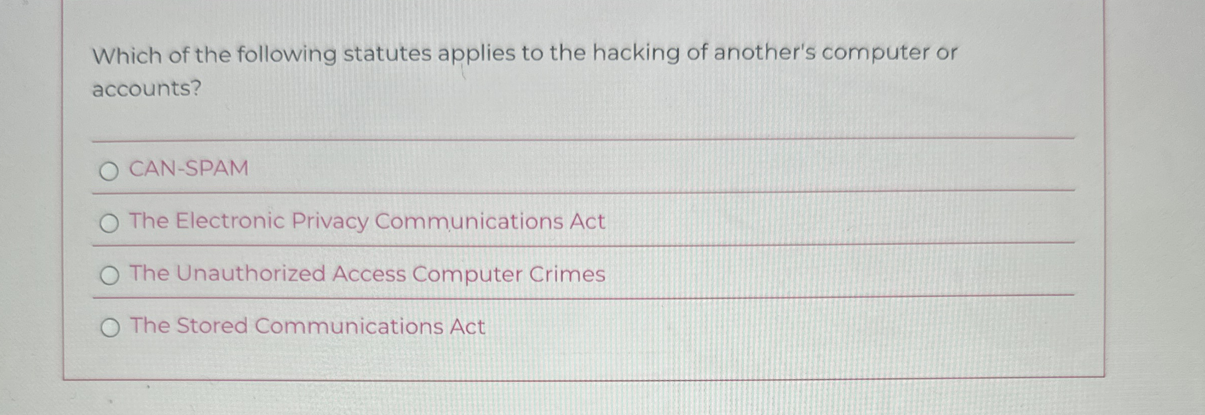 Which of the following statutes applies to the