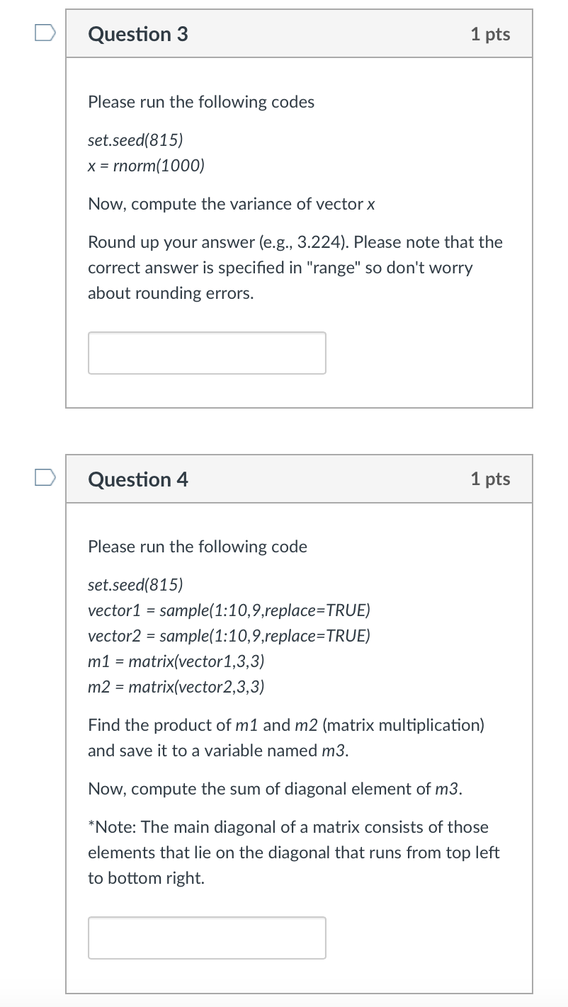 Question 3 Please run the following codes