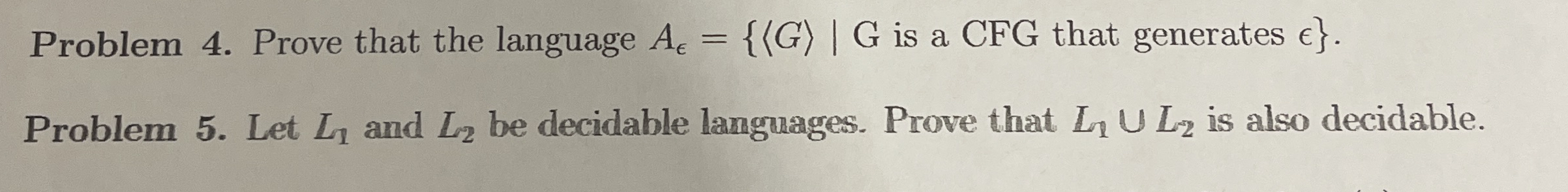 Problem 4 . Prove that the language is a CFG that