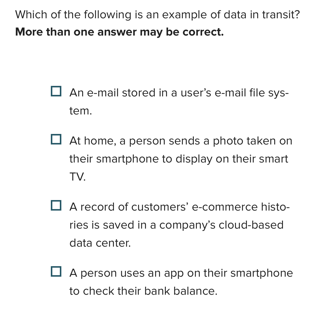 Which of the following is an example of data in