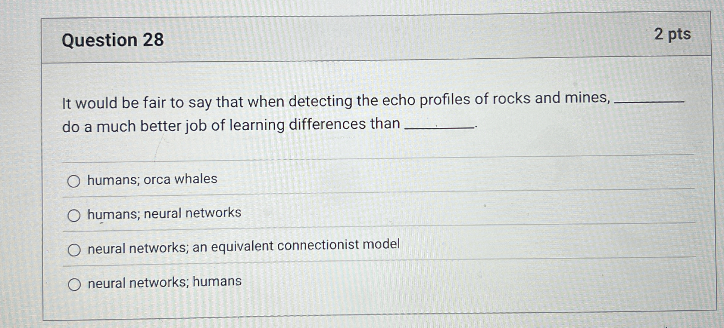 Question 2 8 It would be fair to say that when