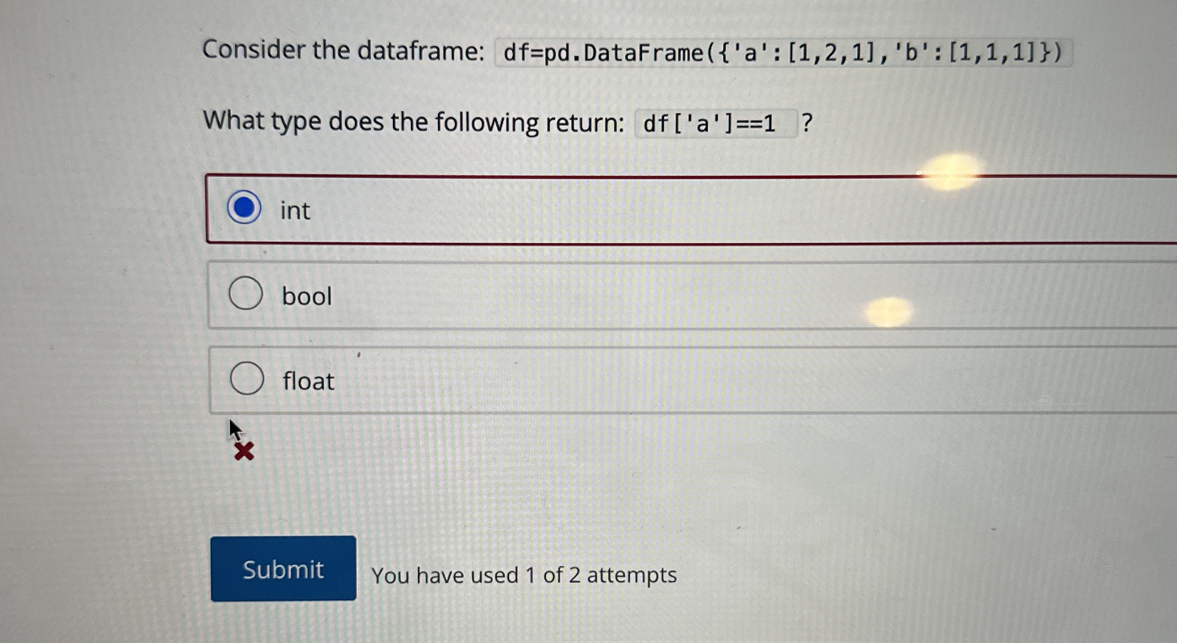 Consider the dataframe: d f = p d . DataFrame ( {
