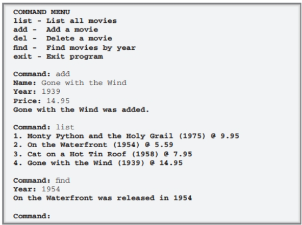 Exercise 6 - 2 Enhance the Movie List 2 D program