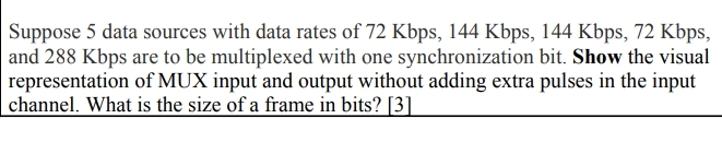 Suppose 5 data sources with data rates of 7 2 K b
