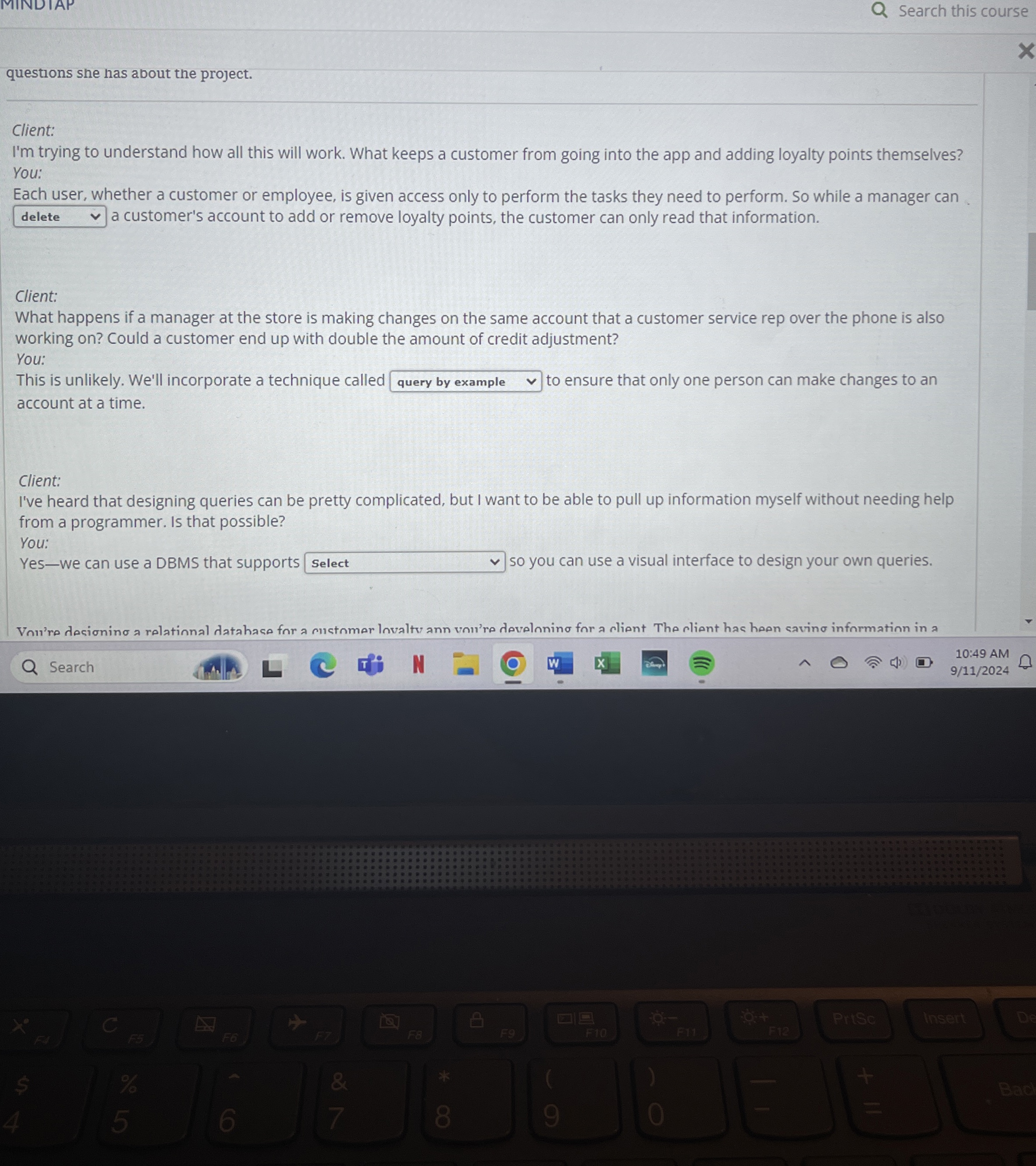 questions she has about the project. Client: I '