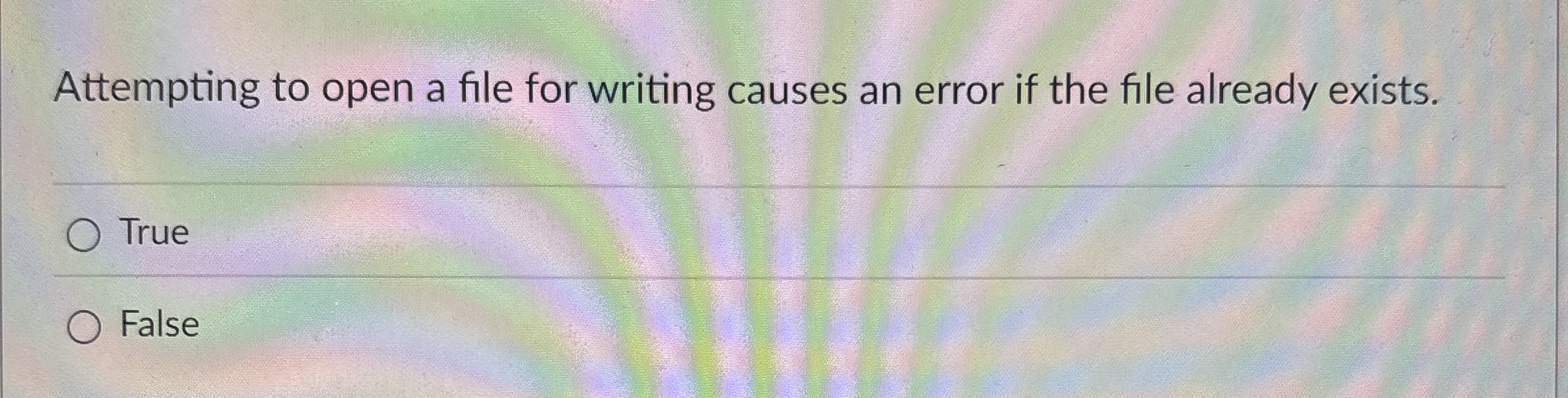 Attempting to open a file for writing causes an