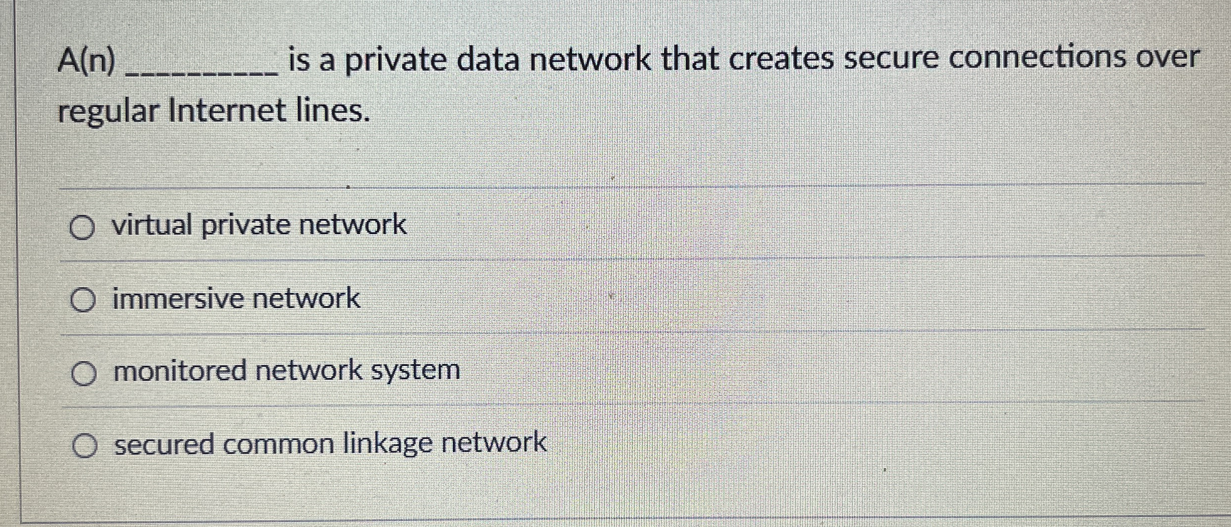 A ( n ) is a private data network that creates
