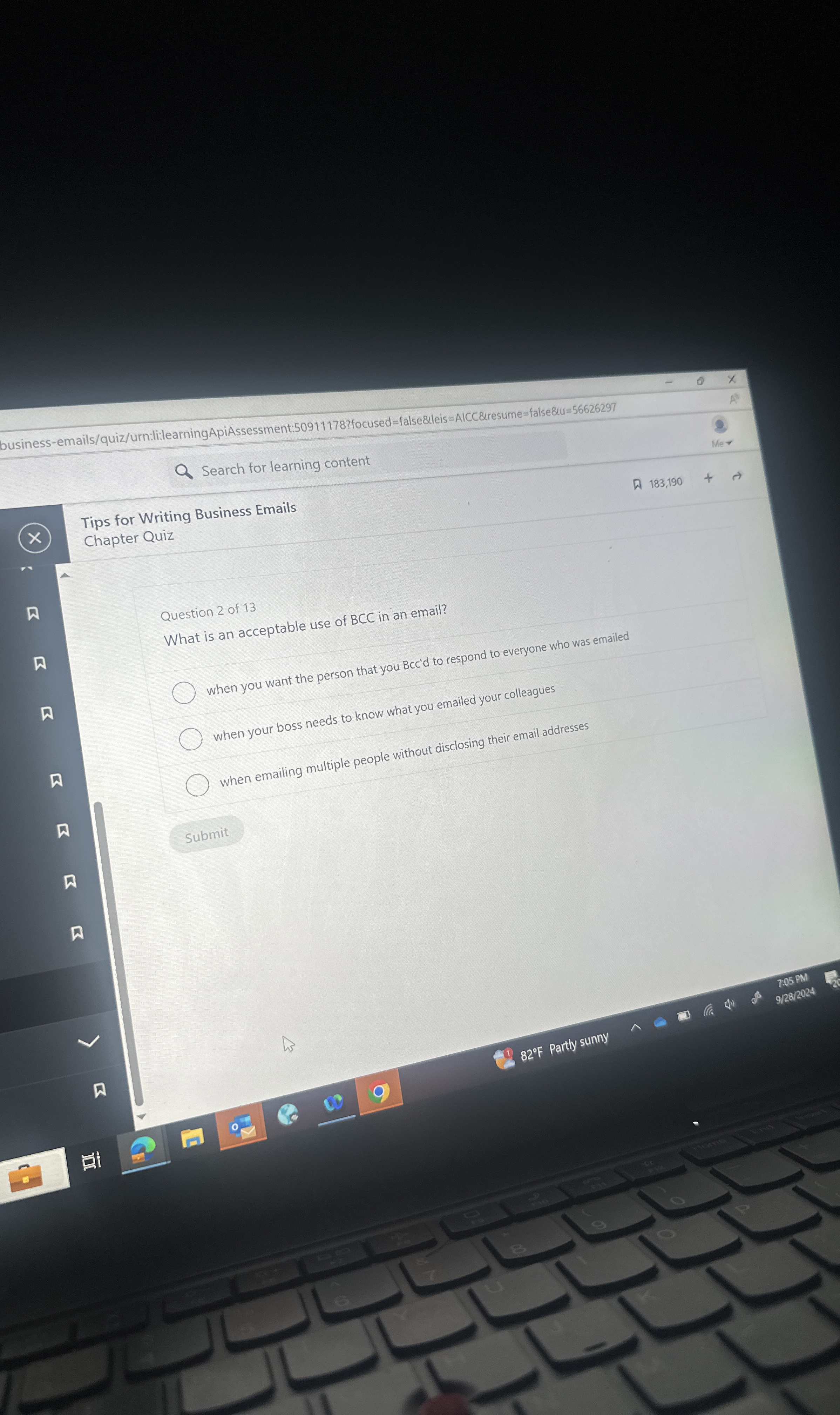 Question 2 of 1 3 What is an acceptable use of B