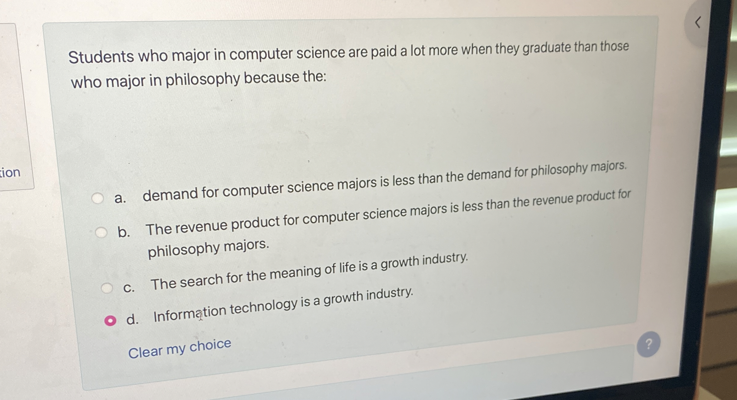 Students who major in computer science are paid a