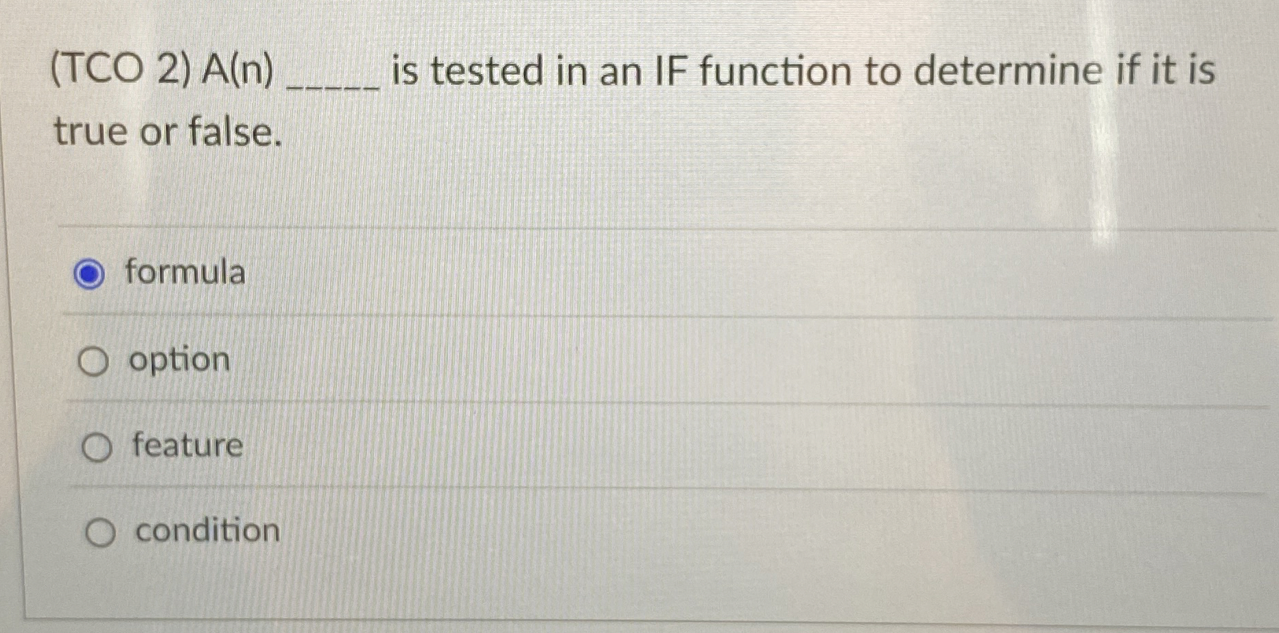 ( T C O 2 ) A ( n ) is tested in an IF function
