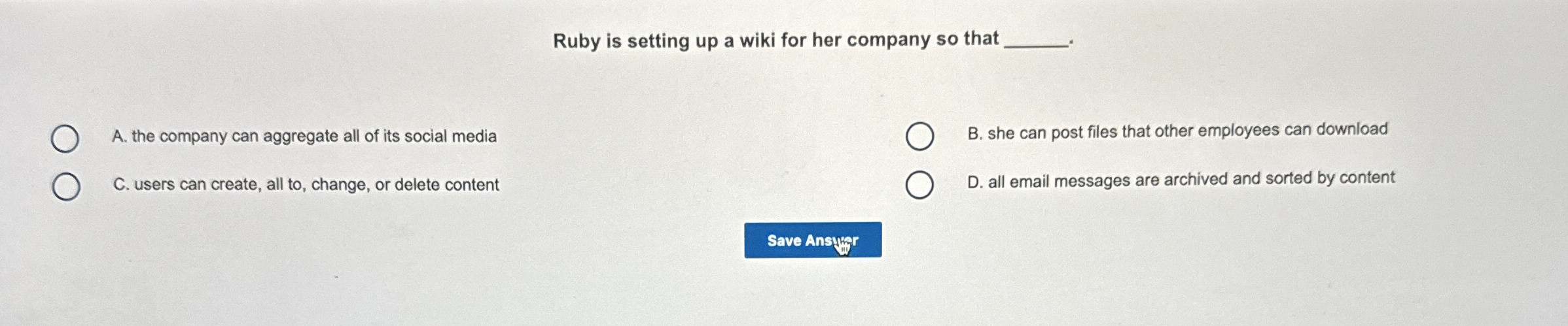 Ruby is setting up a wiki for her company so that