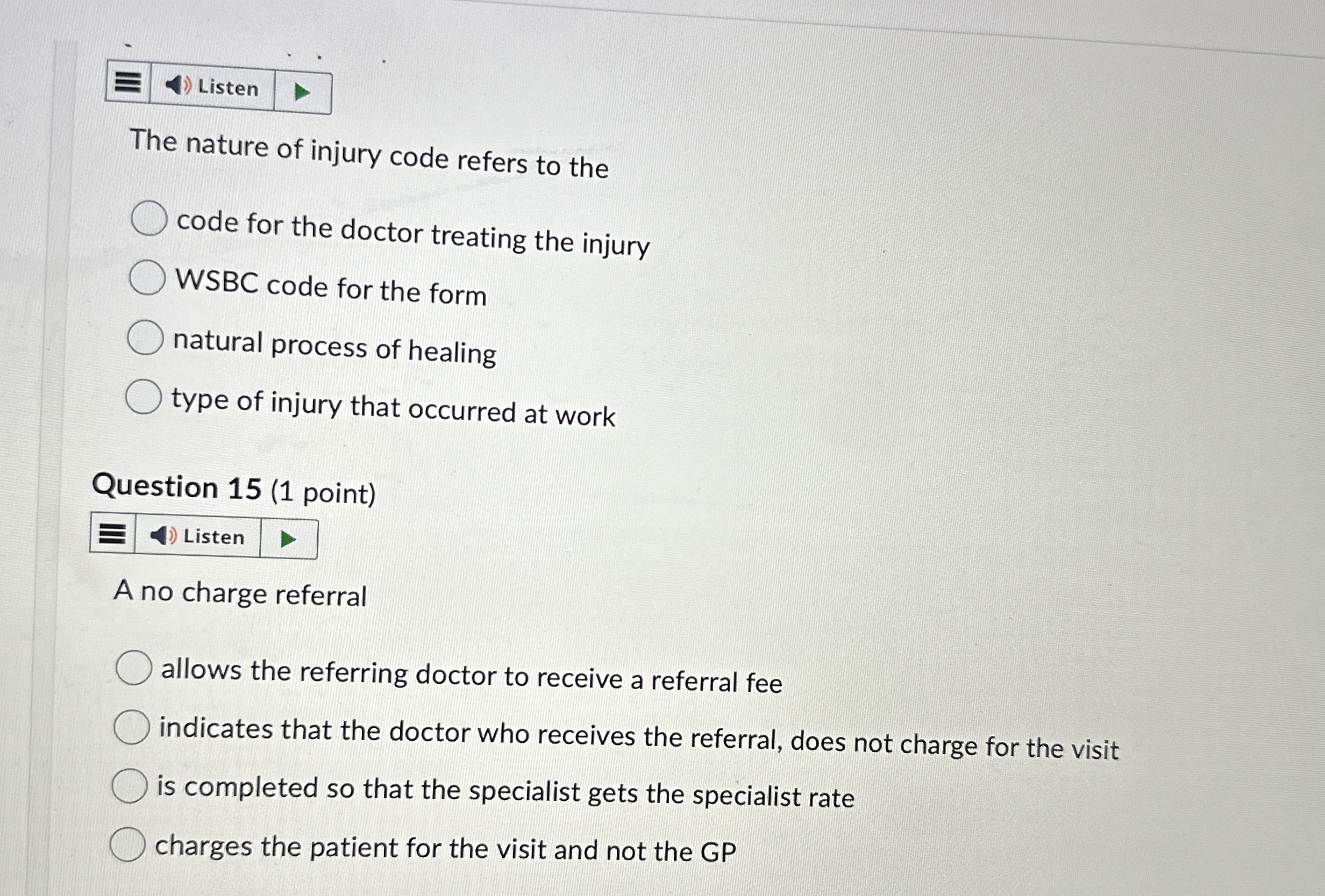 Listen The nature of injury code refers to the