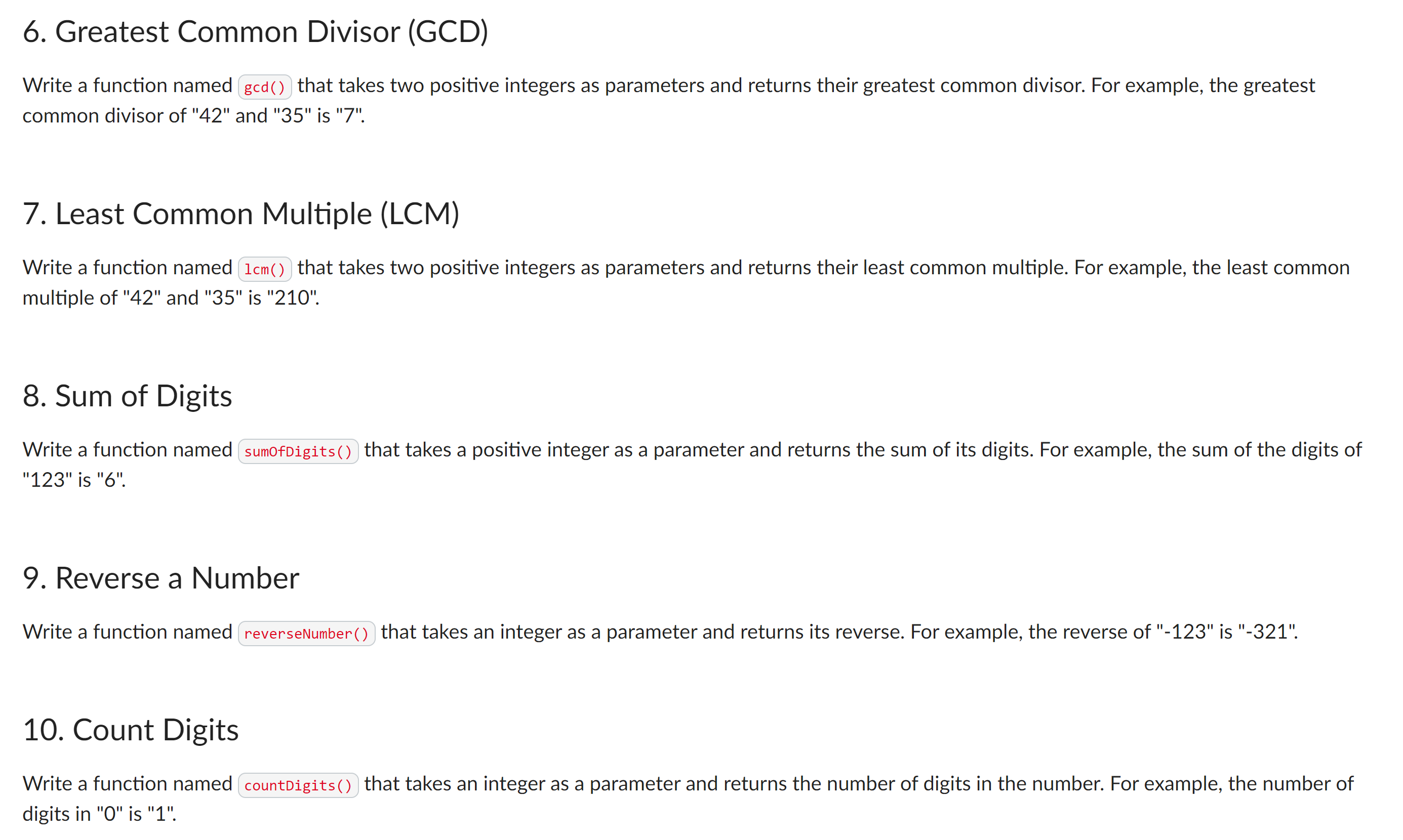 Using C + + create the following functions: