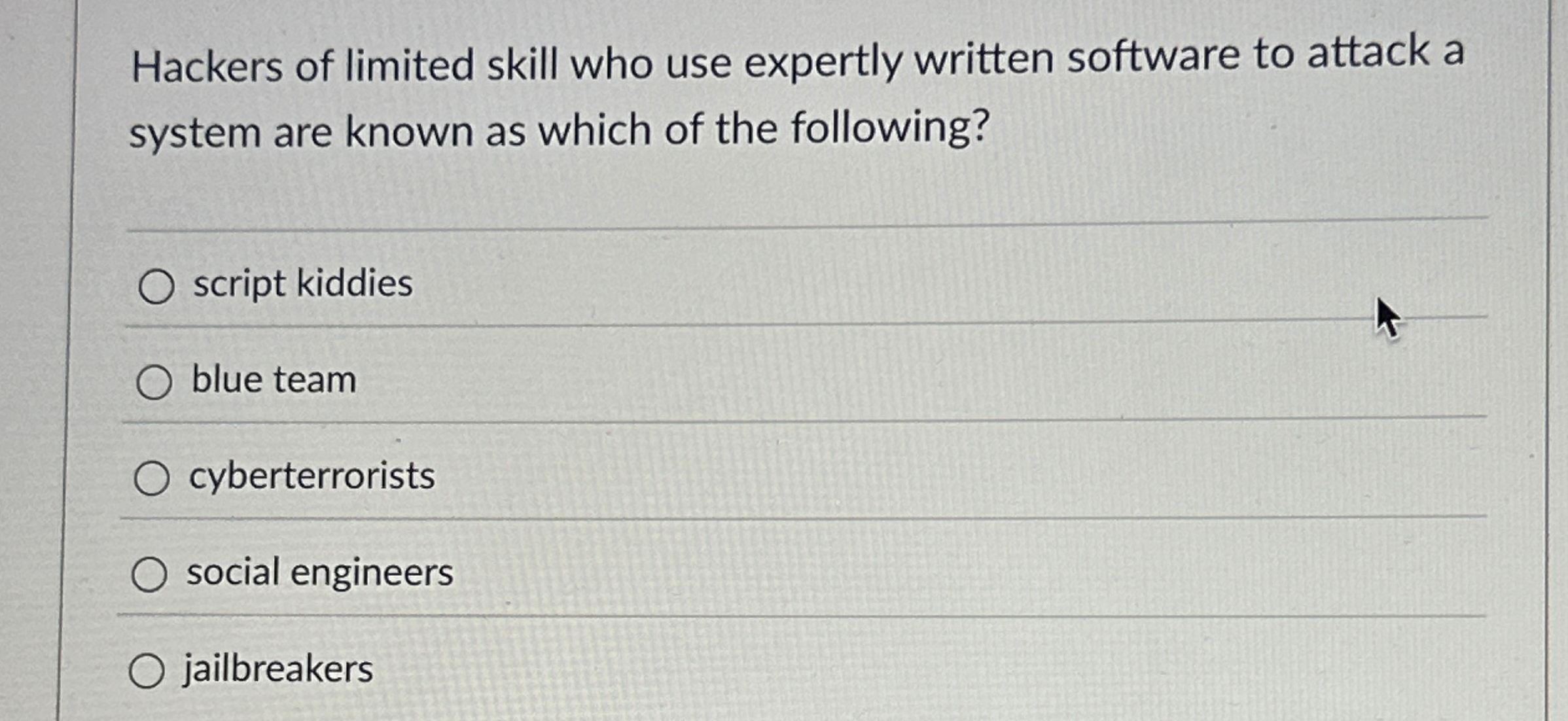 Hackers of limited skill who use expertly written