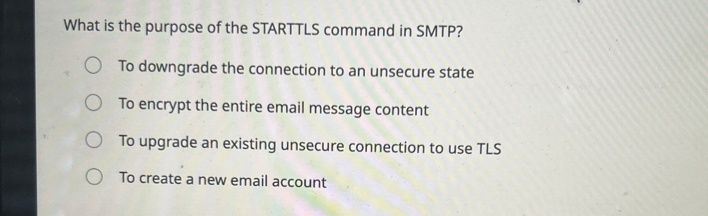 What is the purpose of the STARTTLS command in