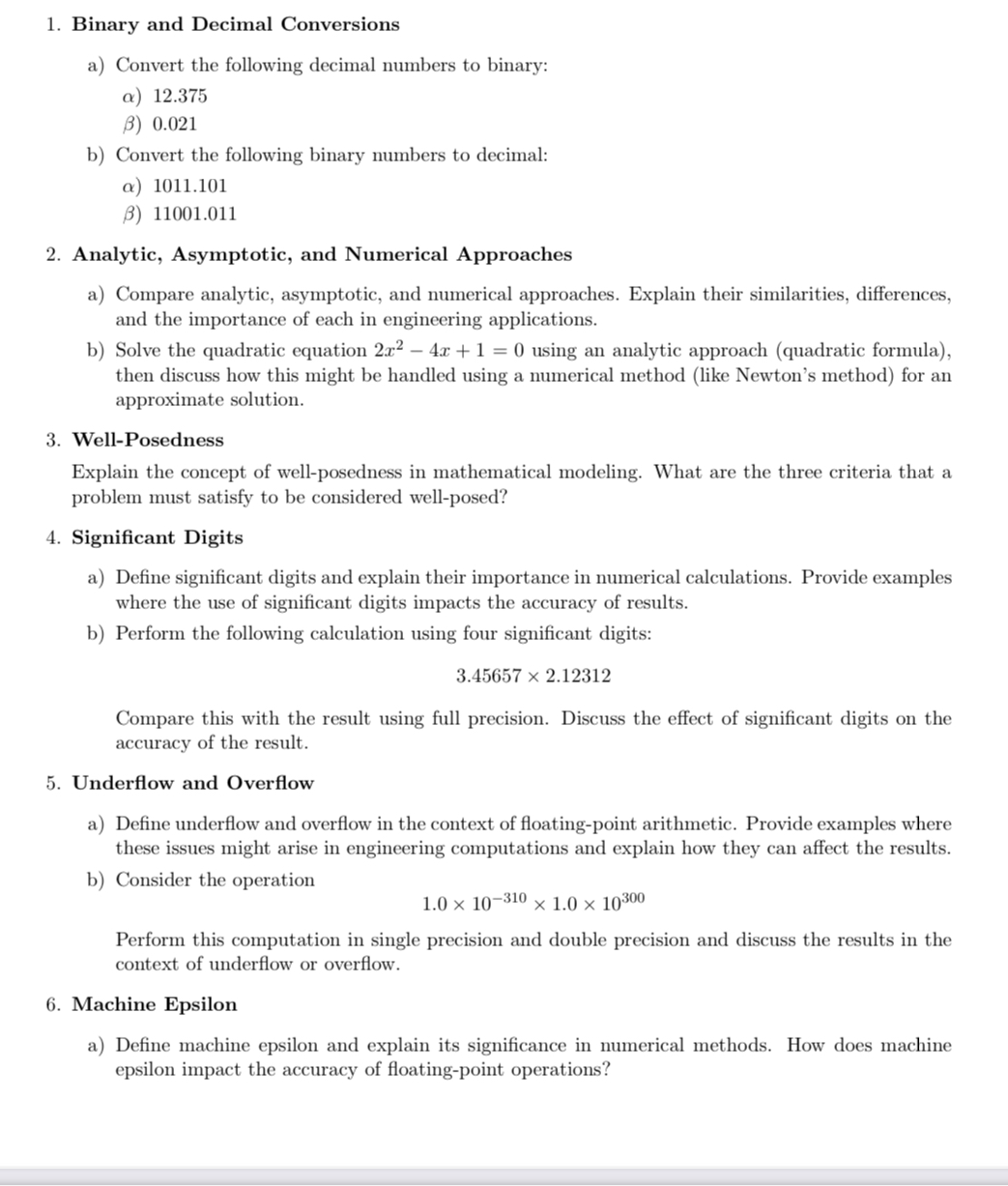 Binary and Decimal Conversions a ) Convert the
