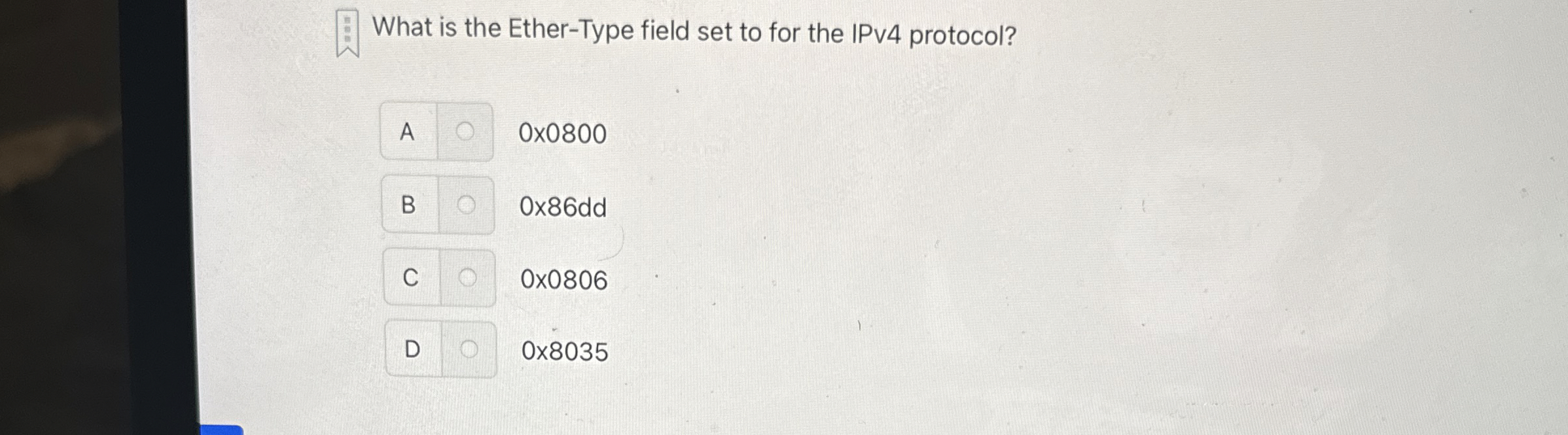 What is the Ether - Type field set to for the IPv