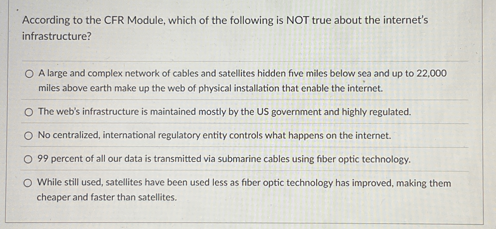 According to the CFR Module, which of the