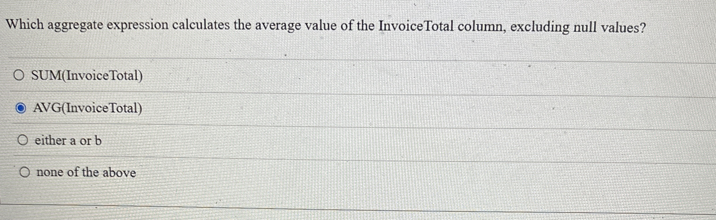 Which aggregate expression calculates the average