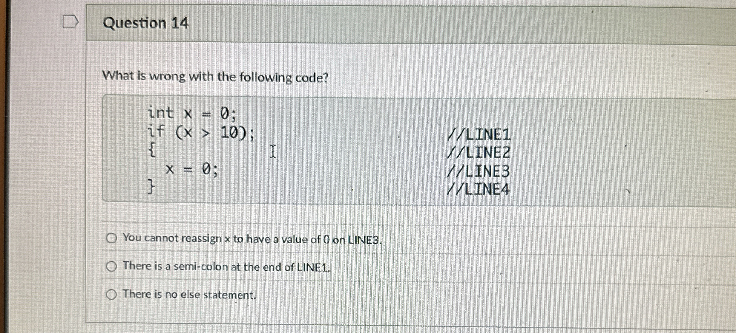 Question 1 4 What is wrong with the following
