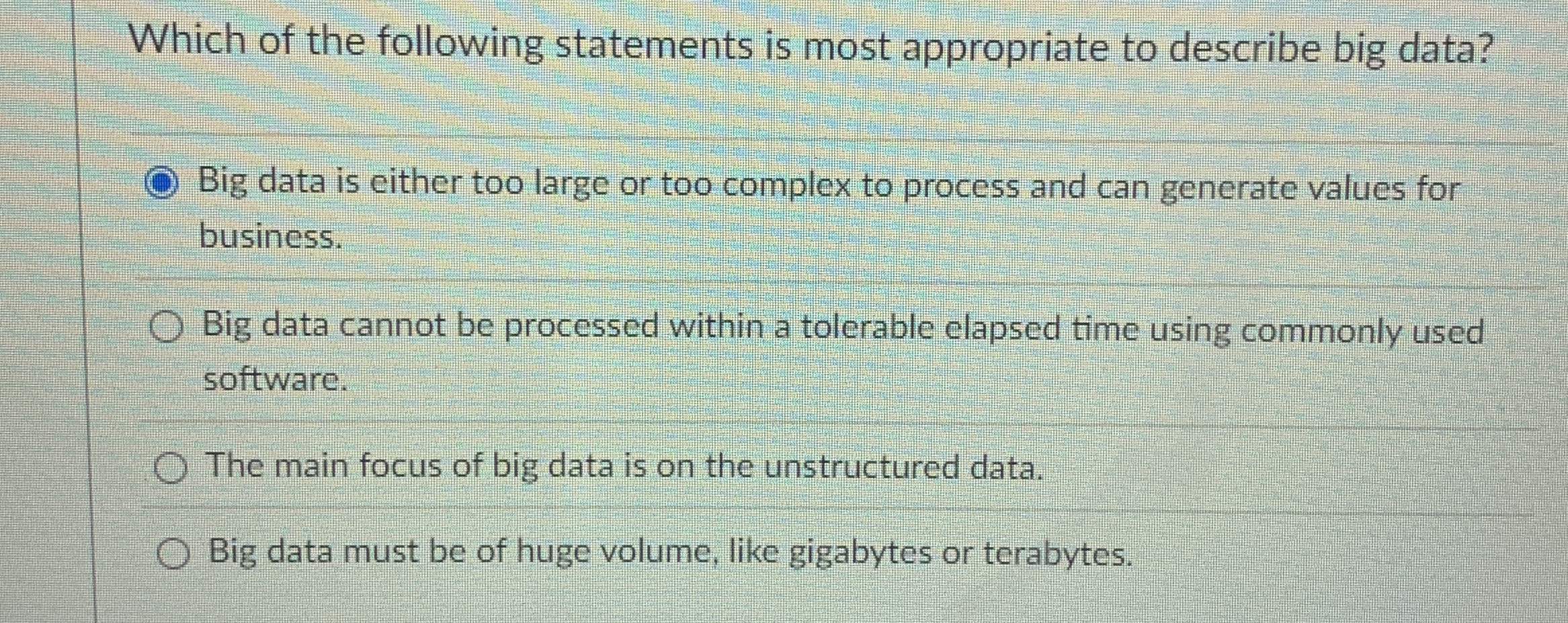 Which of the following statements is most