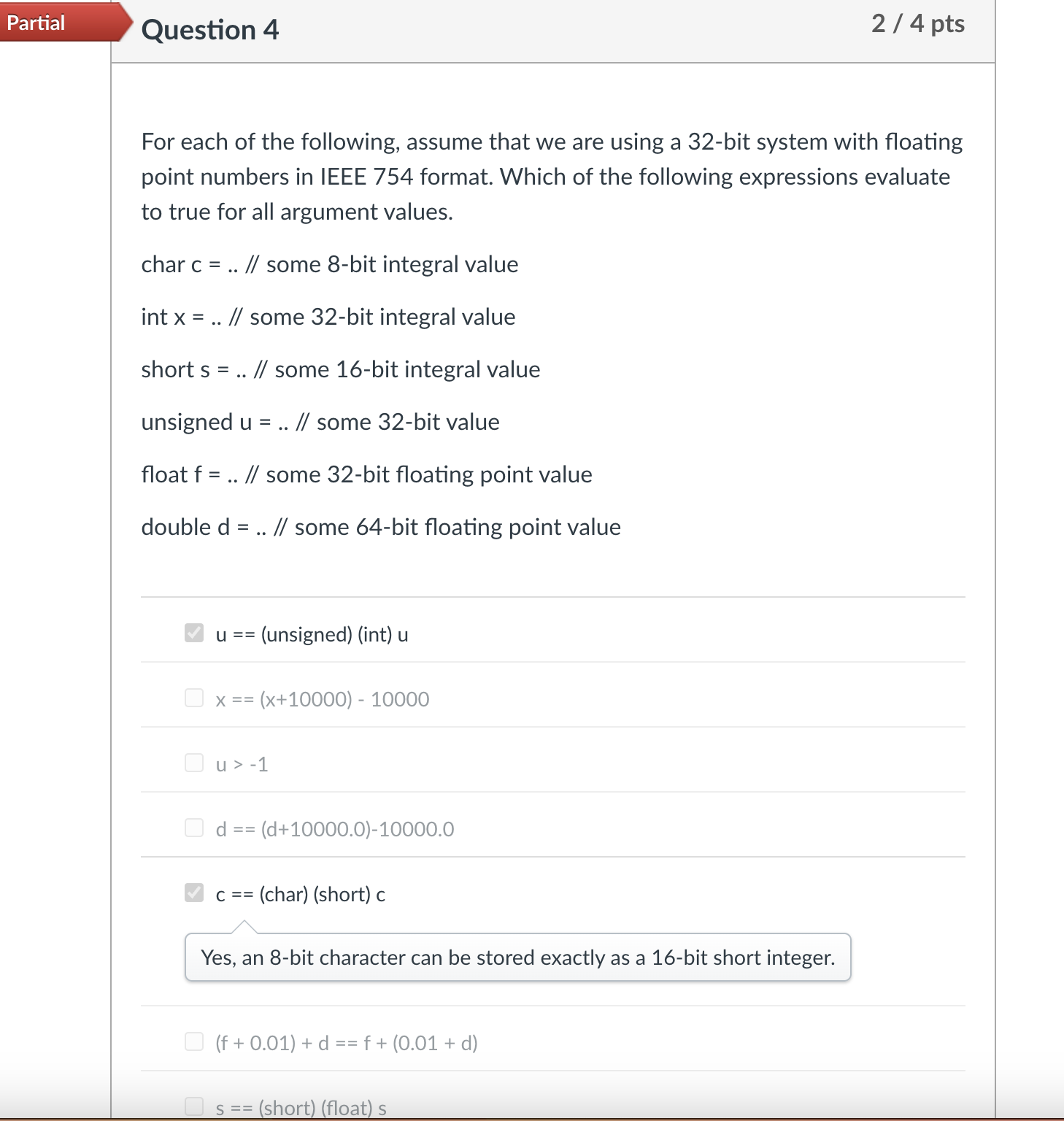 For each of the following, assume that we are