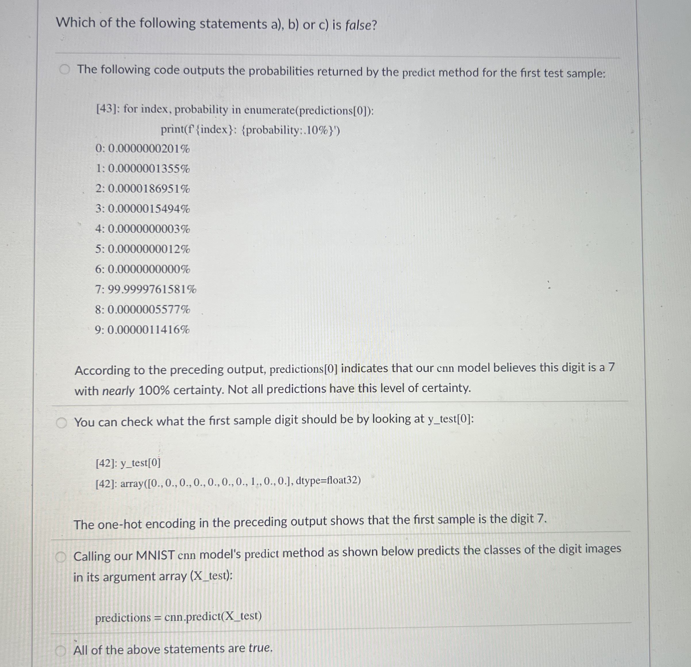 Which of the following statements a ) , b ) or c