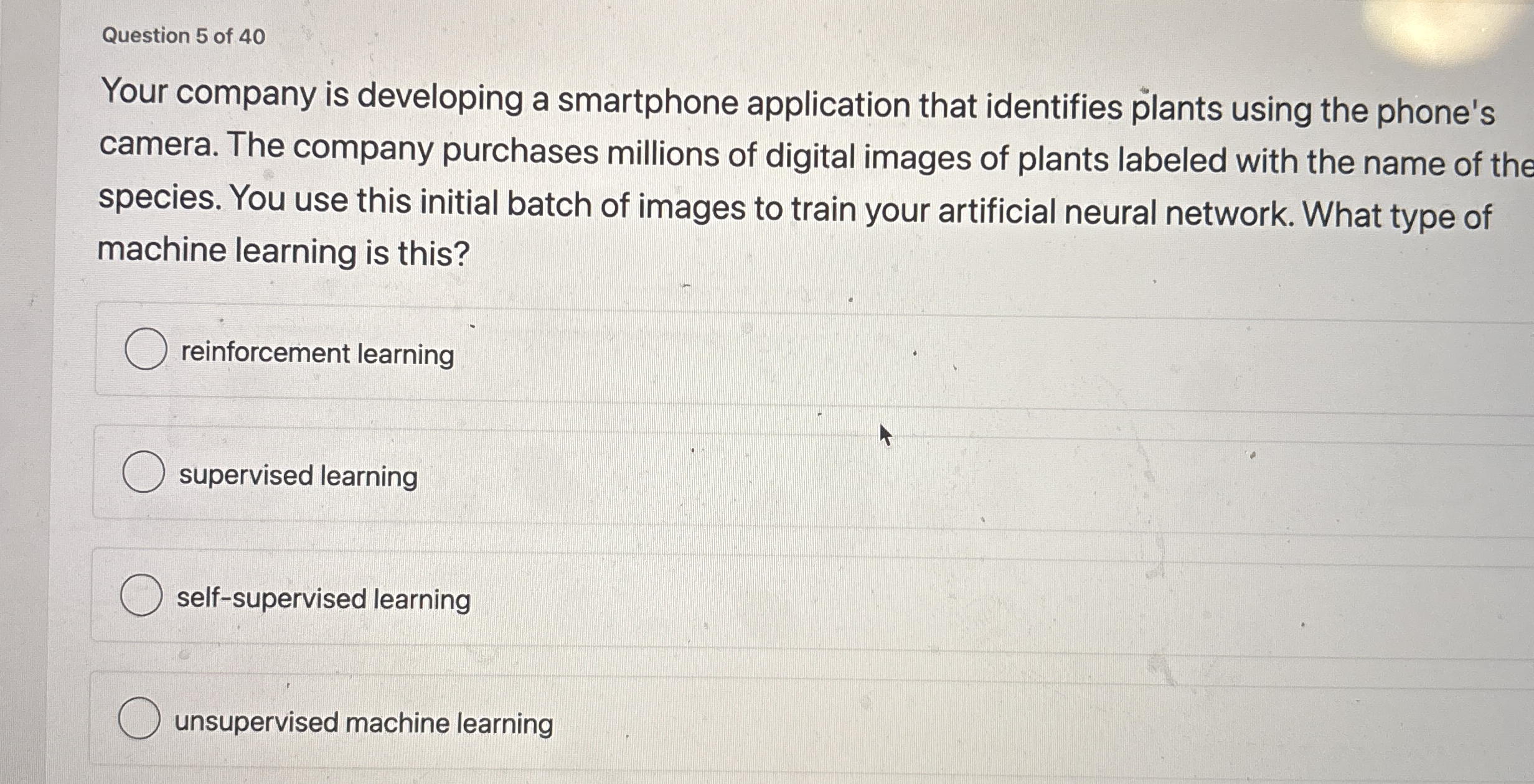 Question 5 of 4 0 Your company is developing a