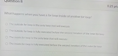 What happens when you have a for loop inside of