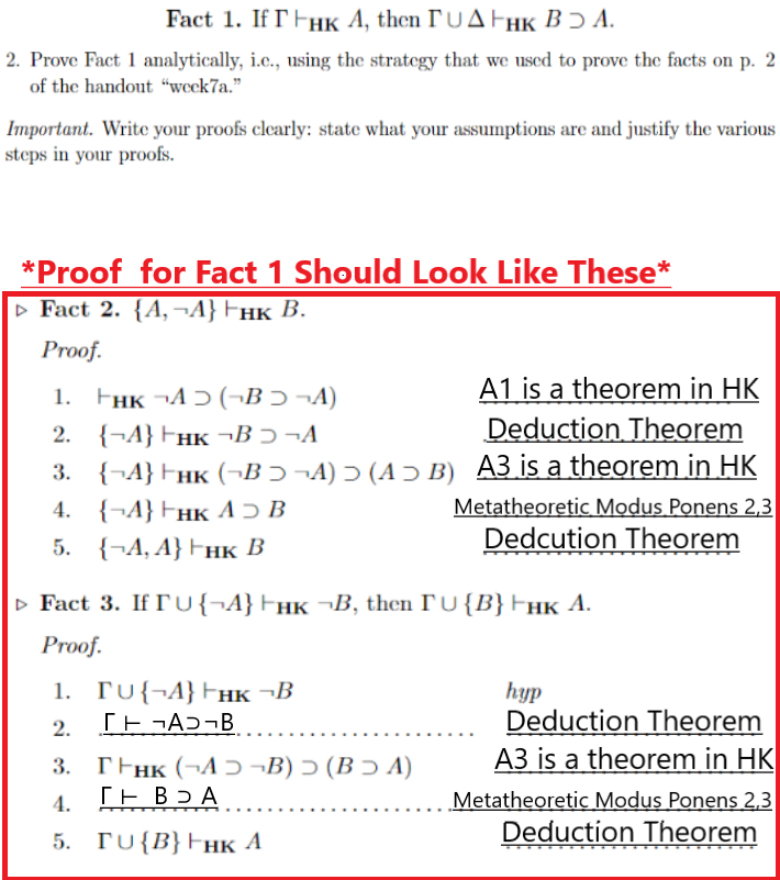 Prove Fact 1 with an analytic proof similar to