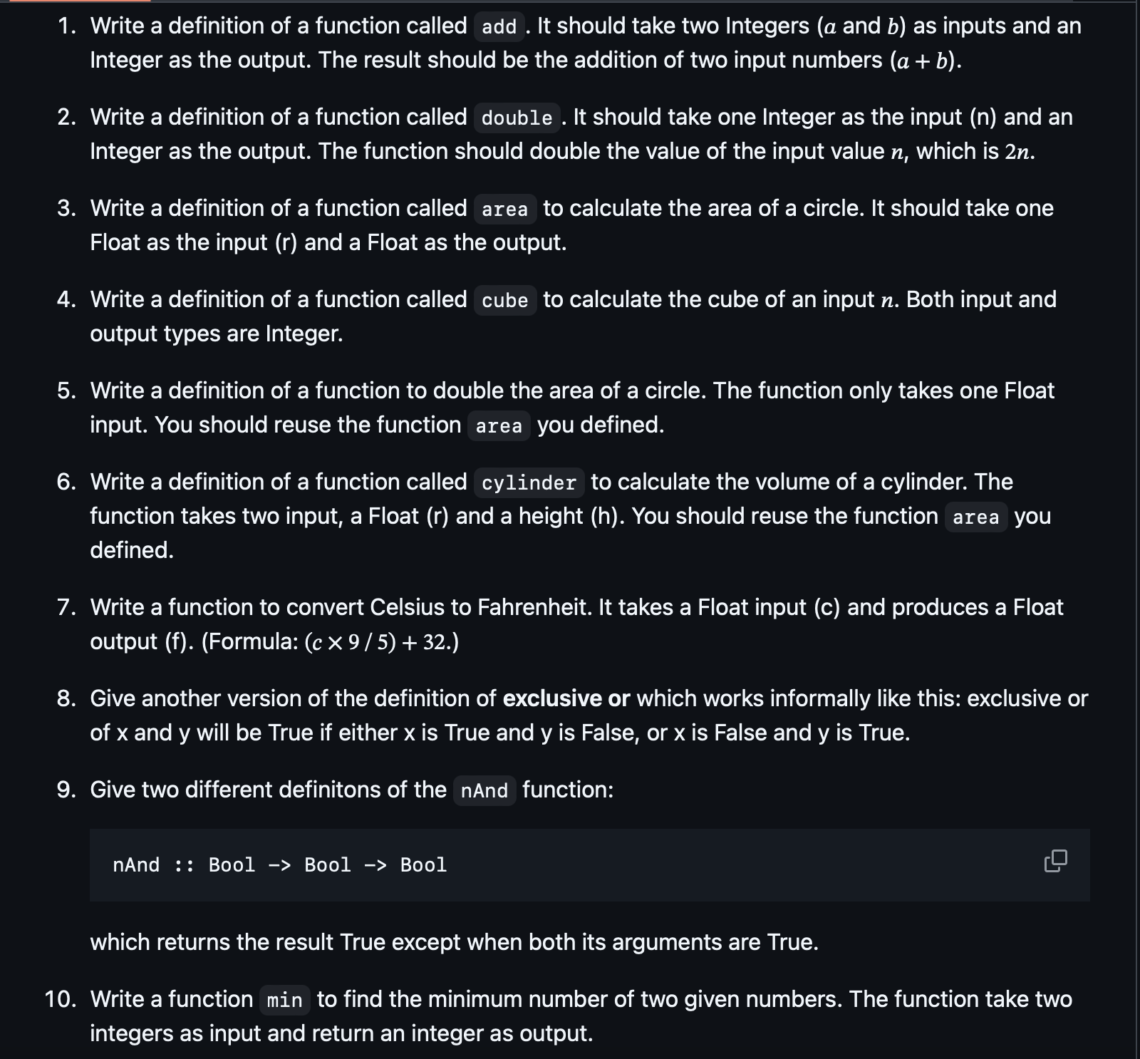 USE HASKELL PROGRAMMING LANGUAGE TO ANSWER THE