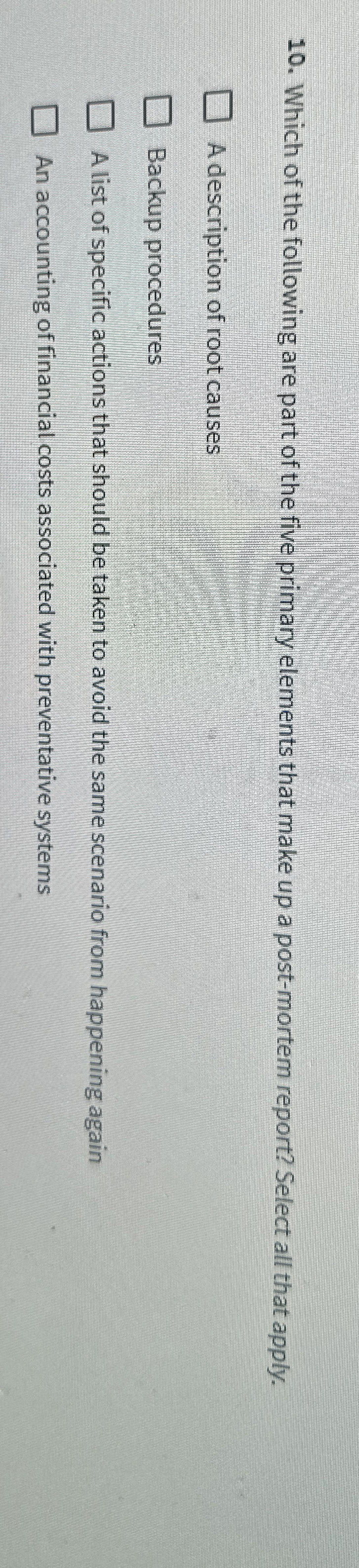 Which of the following are part of the five