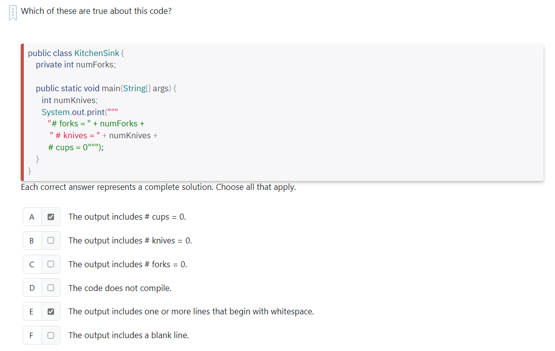 Which of these are true about this code? public