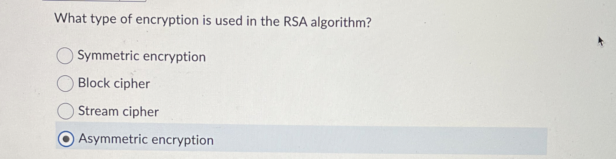 What type of encryption is used in the RSA