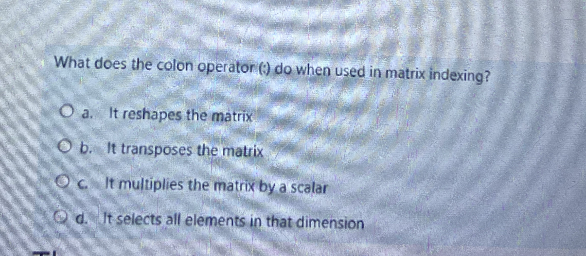 What does the colon operator ( do when used in