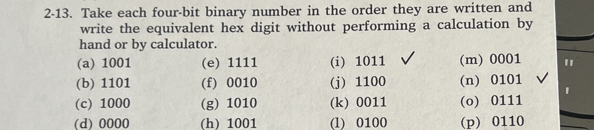 2 - 1 3 . Take each four - bit binary number in