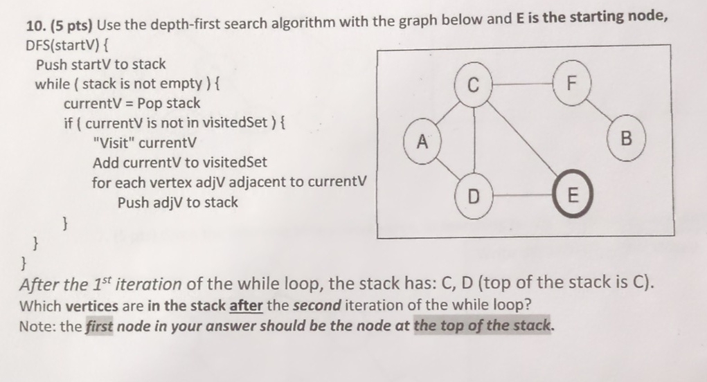 ( 5 pts ) Use the depth - first search algorithm